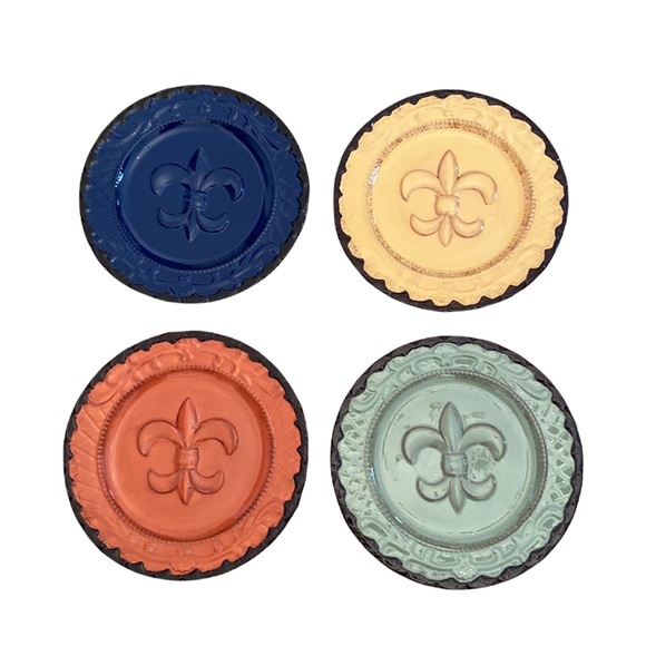 Casa Vero Tuscany Fleur De Lis 4 Piece Pasta Plates ⚠️ - Picture 1 of 14